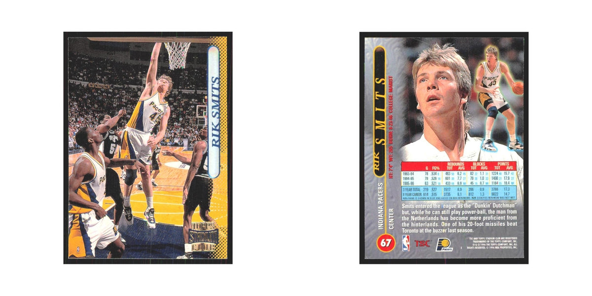 Rik Smits 1996 Stadium Club #67 Indiana Pacers Basketball Card NM