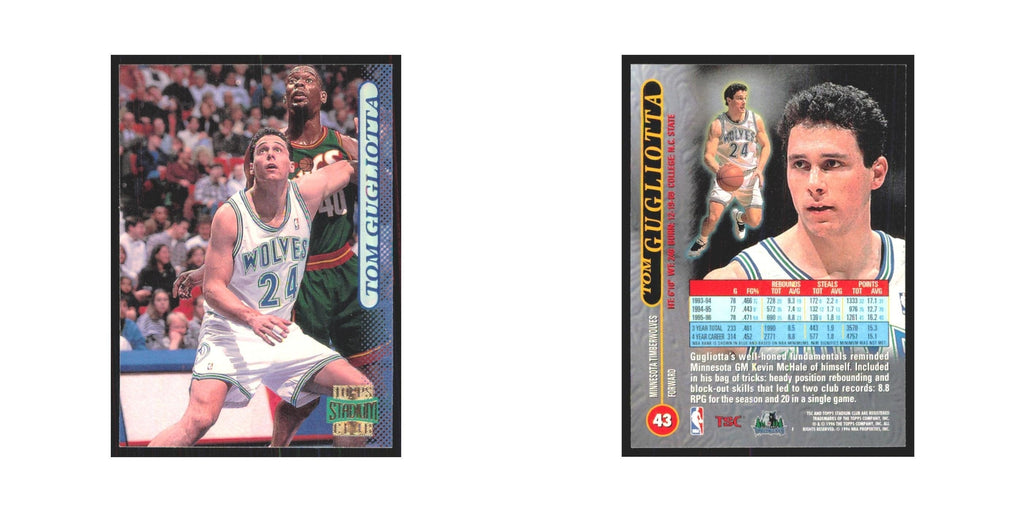 Tom Gugliotta 1996 Stadium Club #43 Minnesota Timberwolves Basketball Card NM