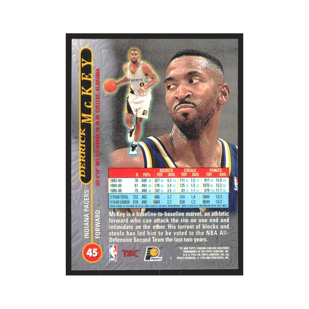 Derrick McKey 1996 Stadium Club #45 Indiana Pacers Basketball Card NM