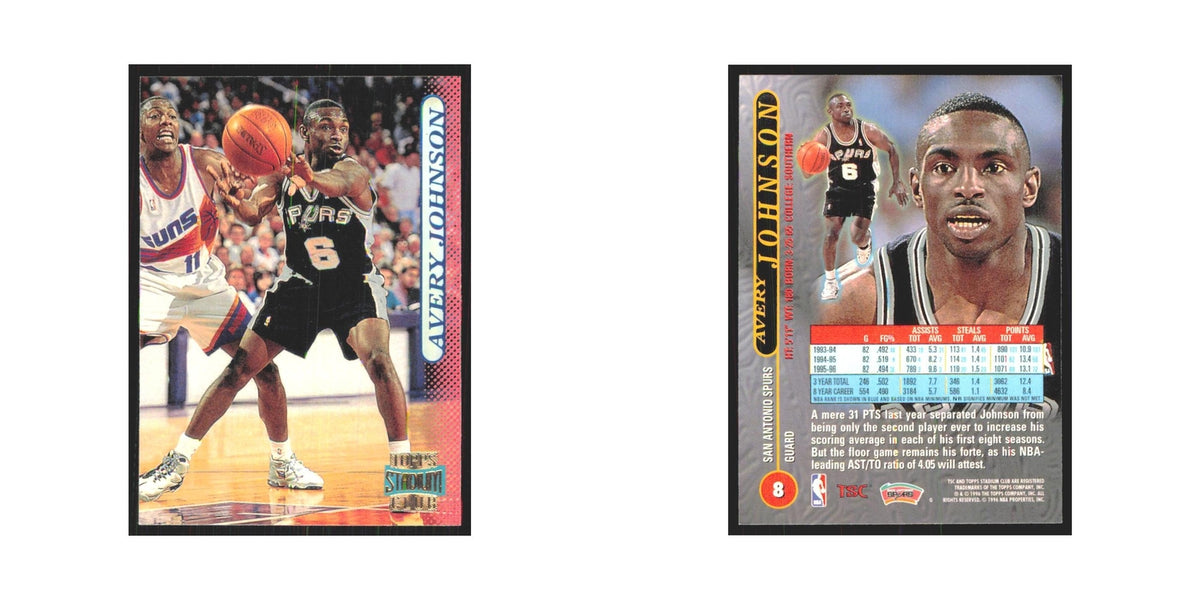 Avery Johnson 1996 Stadium Club #8 San Antonio Spurs Basketball Card NM