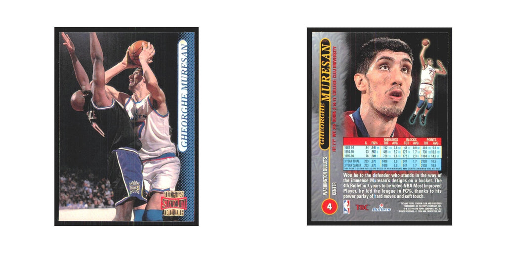 Gheorghe Muresan 1996 Stadium Club #4 Washington Bullets Basketball Card NM