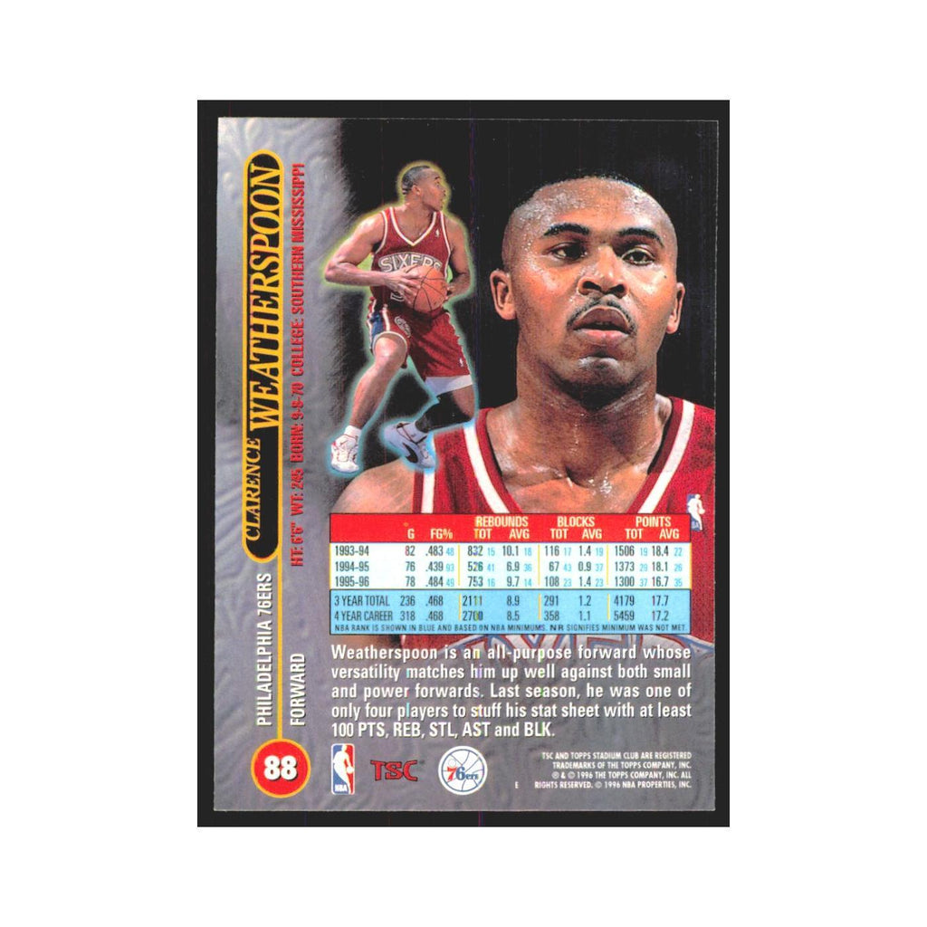 Clarence Weatherspoon 1996 Stadium Club #88 Philadelphia 76ers NM