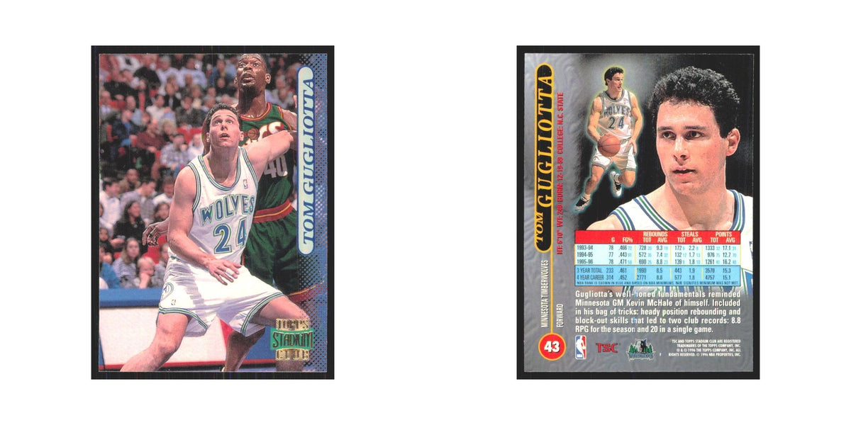 Tom Gugliotta 1996 Stadium Club #43 Minnesota Timberwolves Basketball Card NM