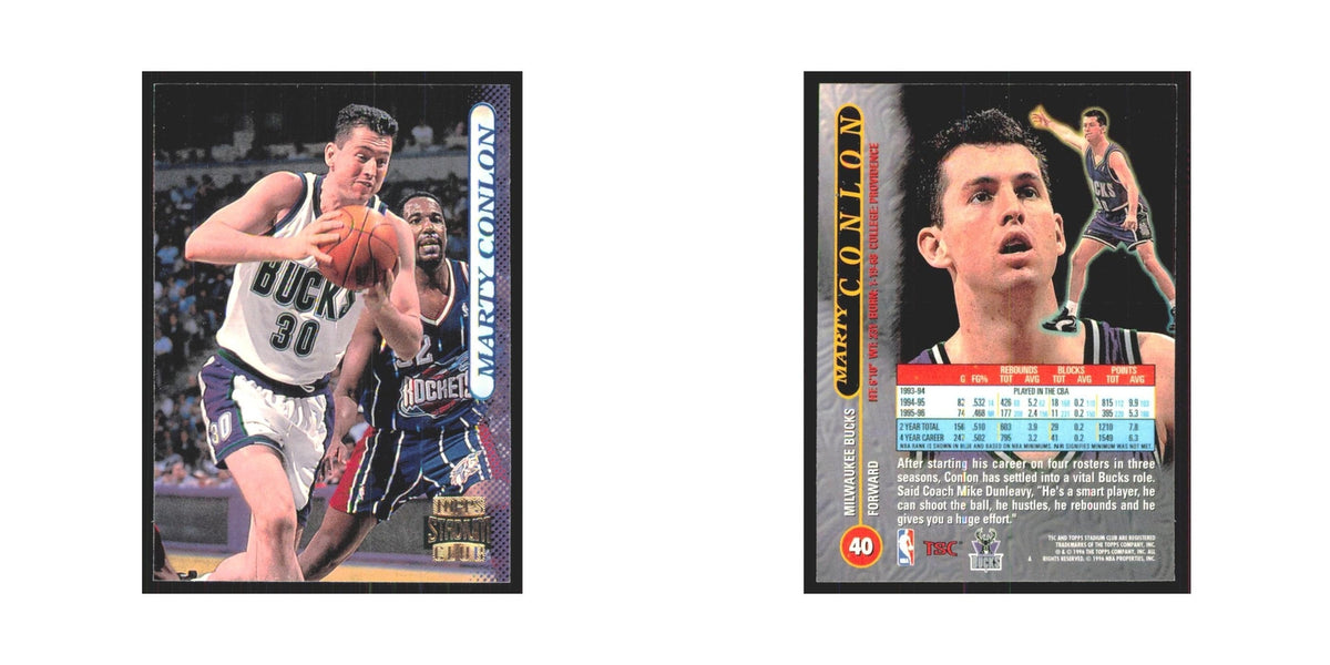 Marty Conlon 1996 Stadium Club #40 Milwaukee Bucks Basketball Card NM