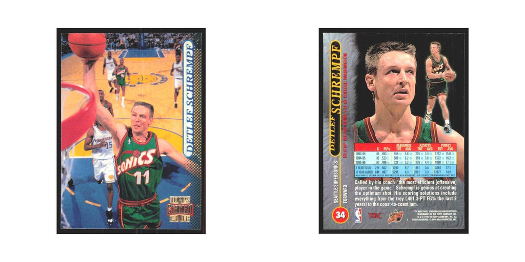 Detlef Schrempf 1996 Stadium Club #34 Seattle SuperSonics Basketball Card NM