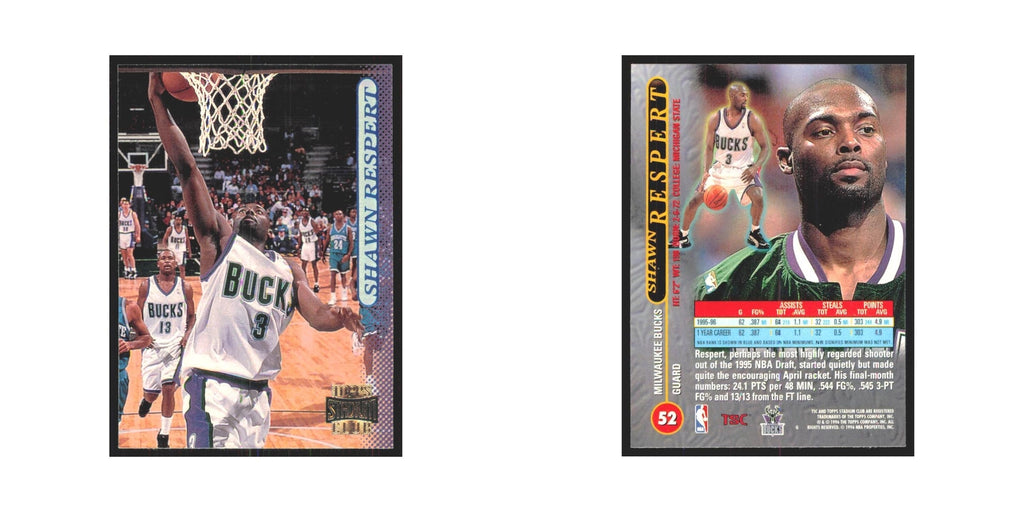 Shawn Respert 1996 Stadium Club #52 Orlando Magic Basketball Card NM