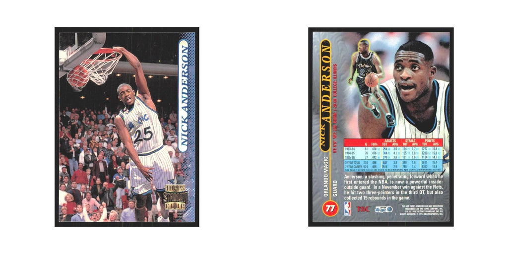 Nick Anderson 1996 Stadium Club #77 Orlando Magic Basketball Card NM