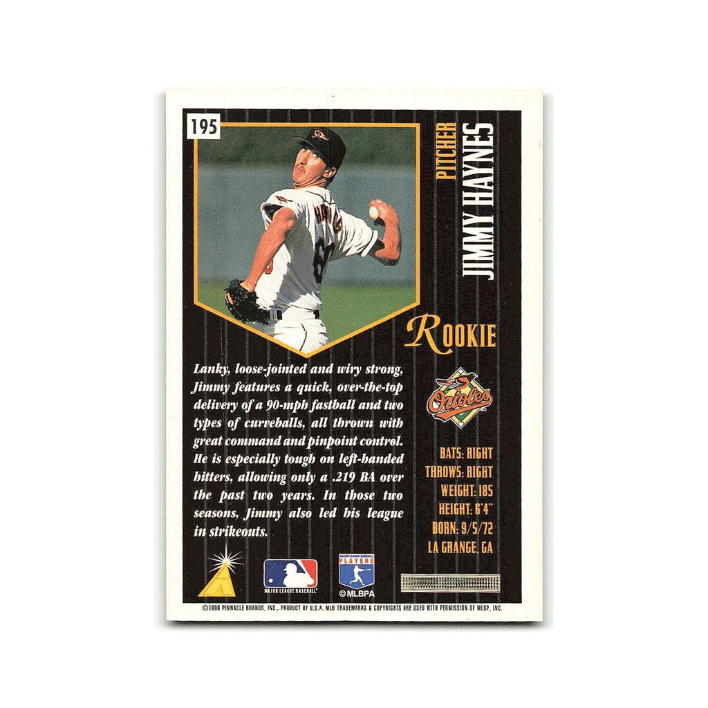 Jimmy Haynes Rookie 1996 Pinnacle Summit #195 Baltimore Orioles Baseball Card NM