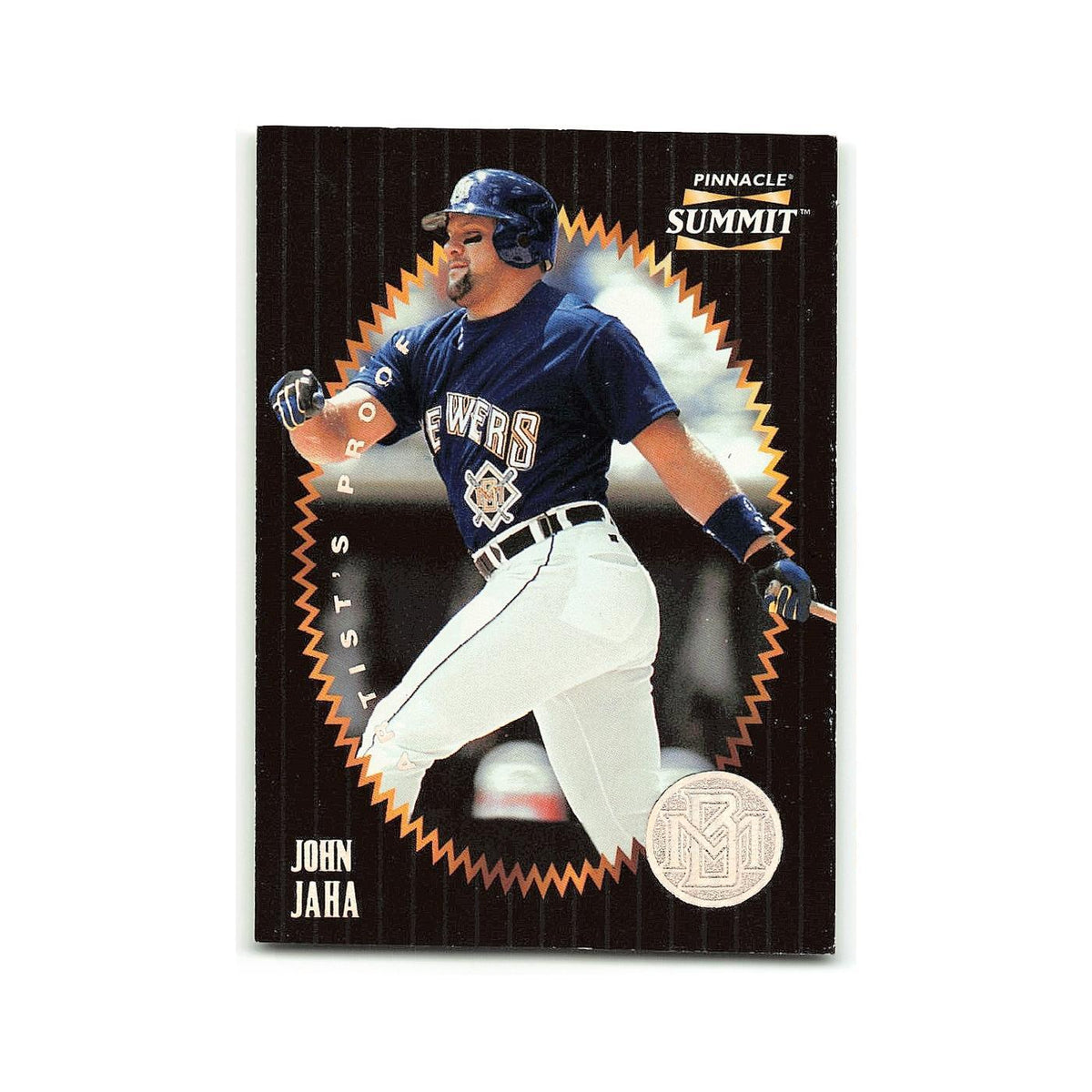 John Jaha 1996 Pinnacle Summit #74 Milwaukee Brewers Baseball Card NM