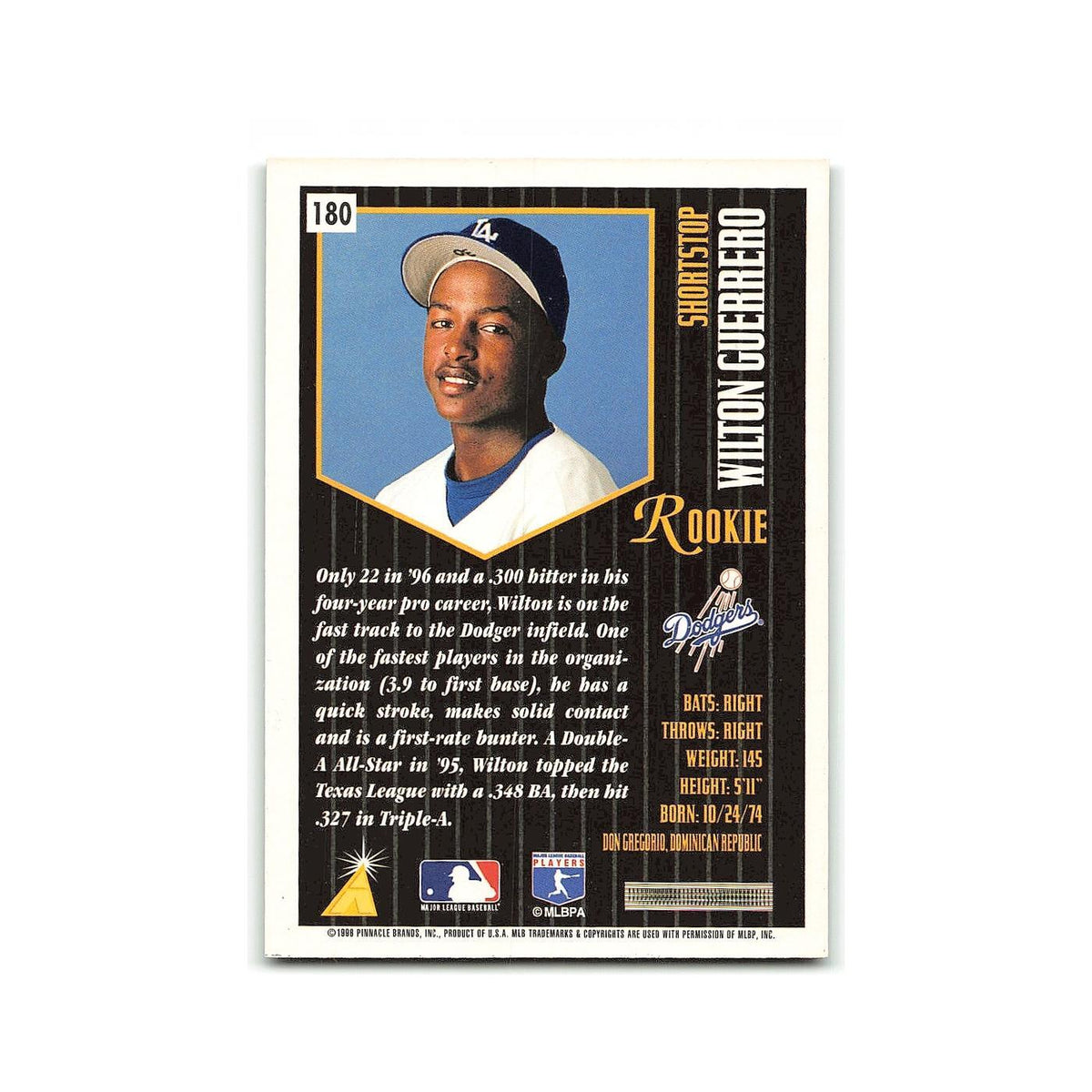Wilton Guerrero Rookie 1996 Pinnacle Summit #180 Montreal Expos Baseball Card NM