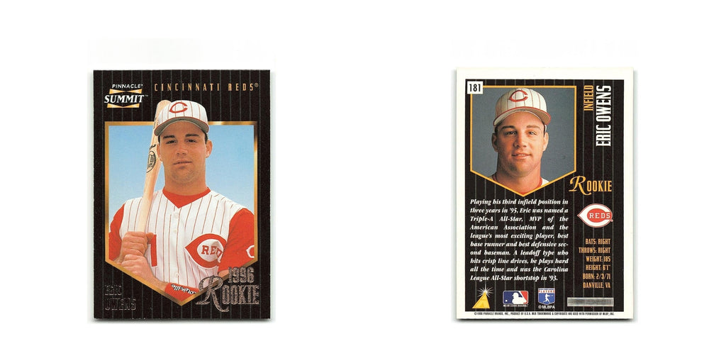 Eric Owens Rookie 1996 Pinnacle Summit #181 Cincinnati Reds Baseball Card NM