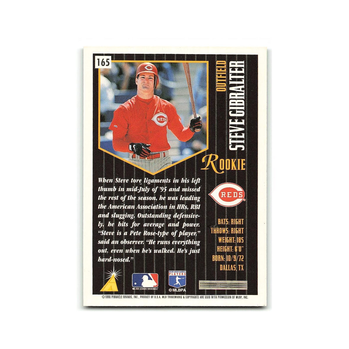 Steve Gibralter Rookie 1996 Pinnacle Summit #165 Cincinnati Reds NM