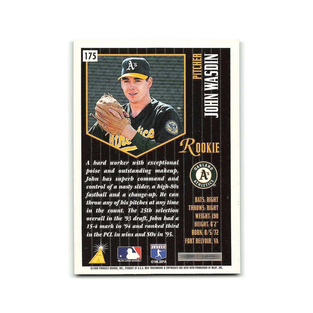 John Wasdin Rookie 1996 Pinnacle Summit #175 Oakland Athletics Baseball Card NM