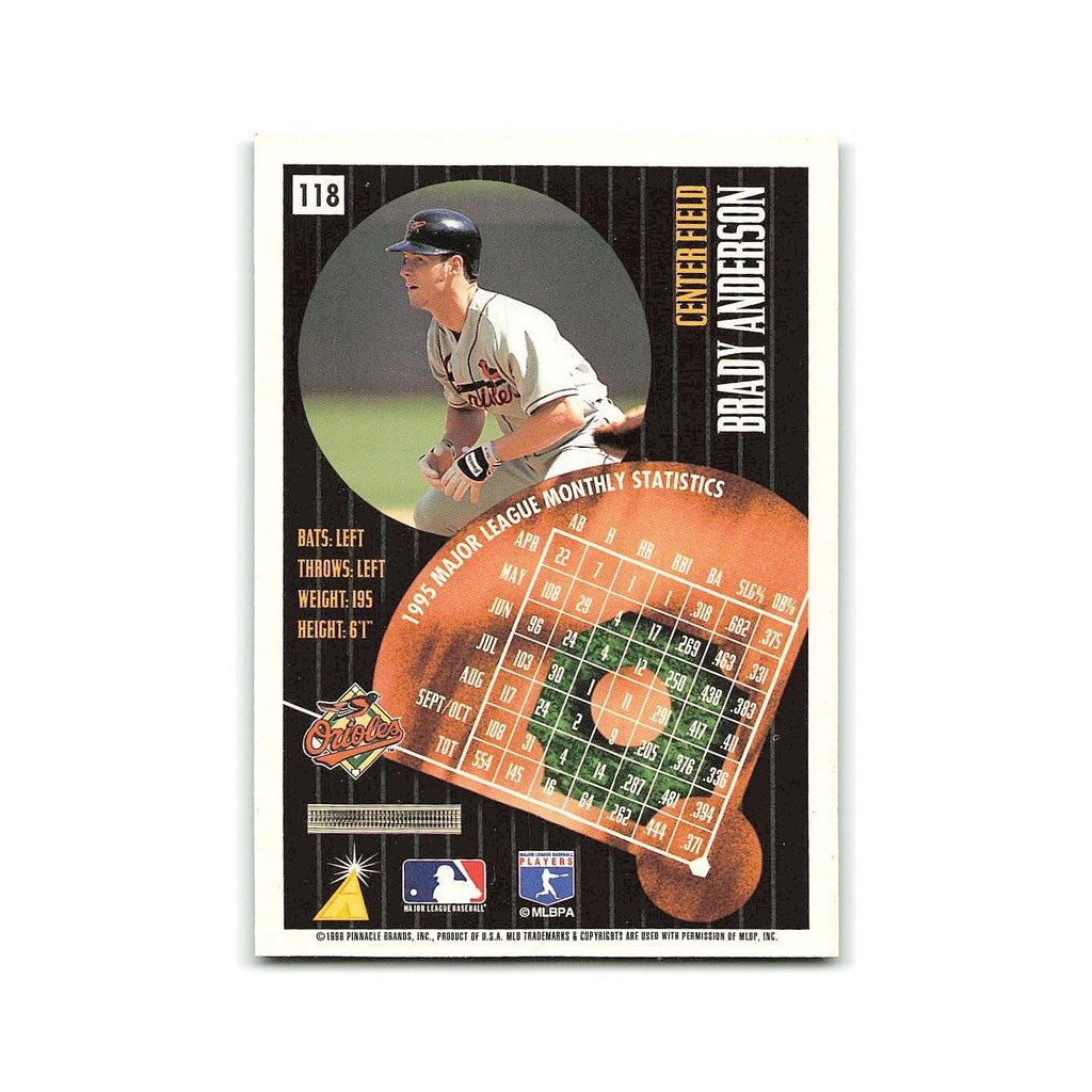 Brady Anderson 1996 Pinnacle Summit #118 Baltimore Orioles Baseball Card NM