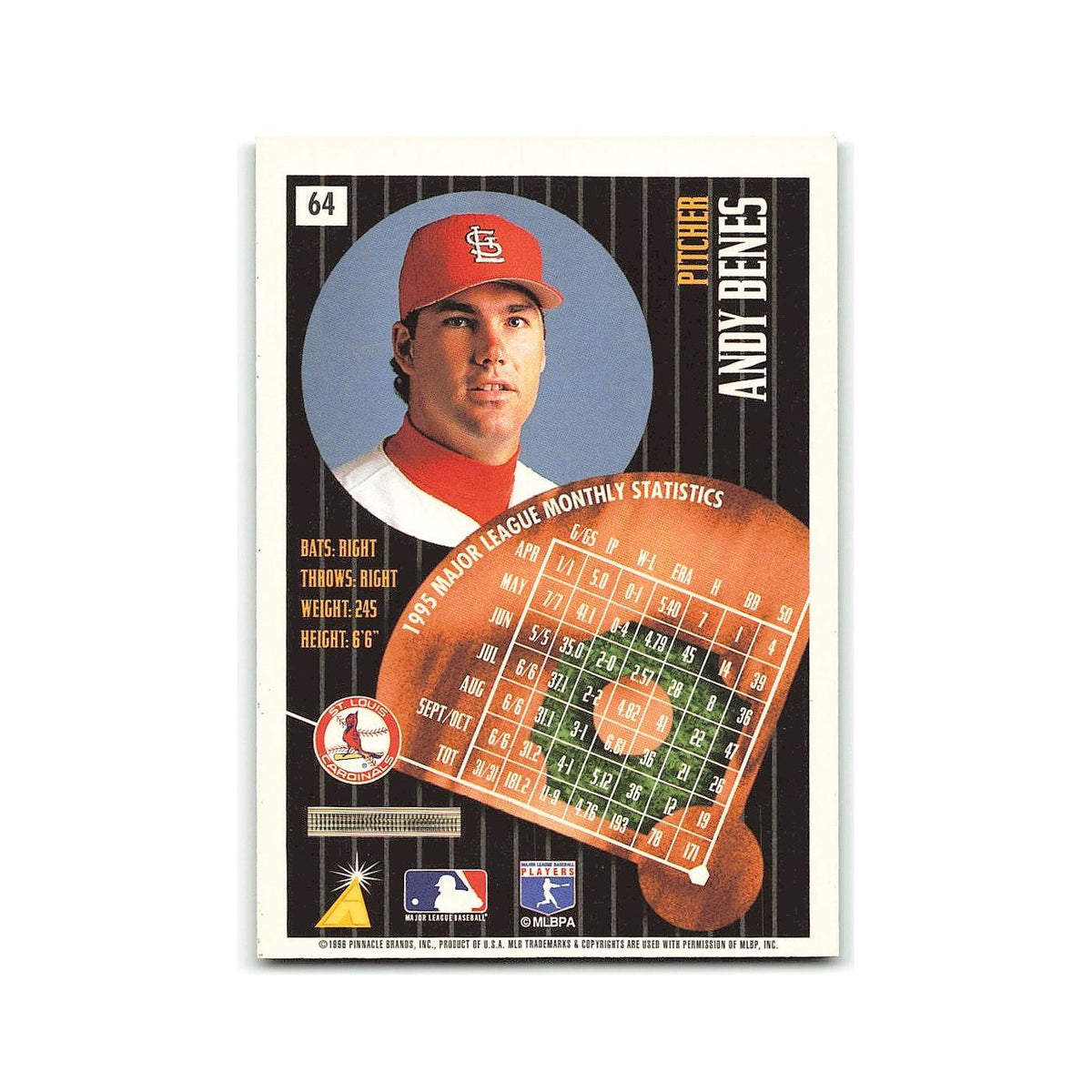 Andy benes 1996 Pinnacle Summit #64 St. Louis Cardinals Baseball Card NM
