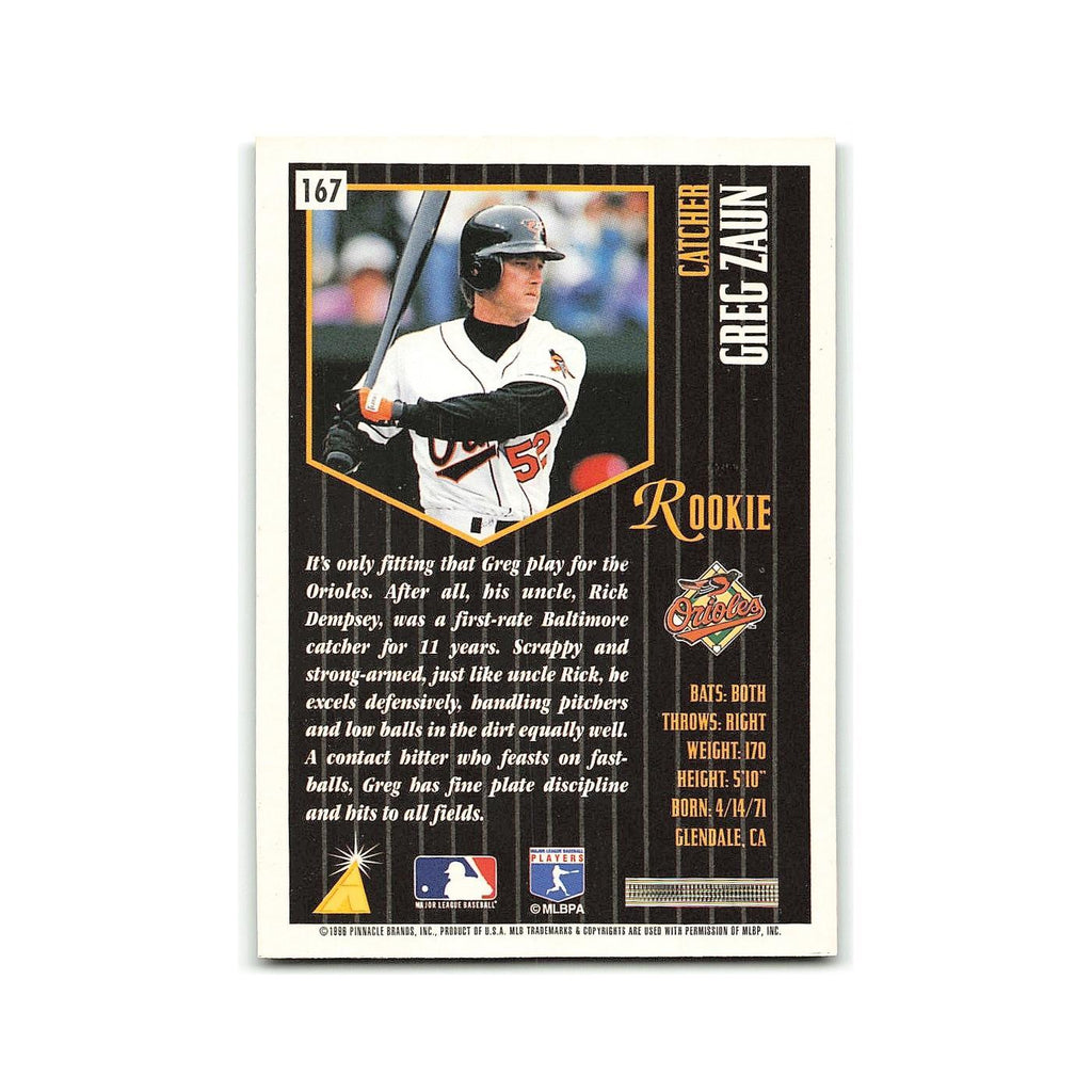 Gregg Zaun Rookie 1996 Pinnacle Summit #167 Baltimore Orioles Baseball Card NM