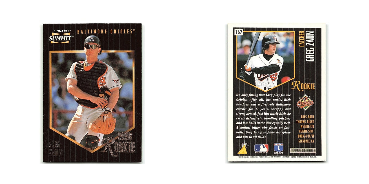 Gregg Zaun Rookie 1996 Pinnacle Summit #167 Baltimore Orioles Baseball Card NM
