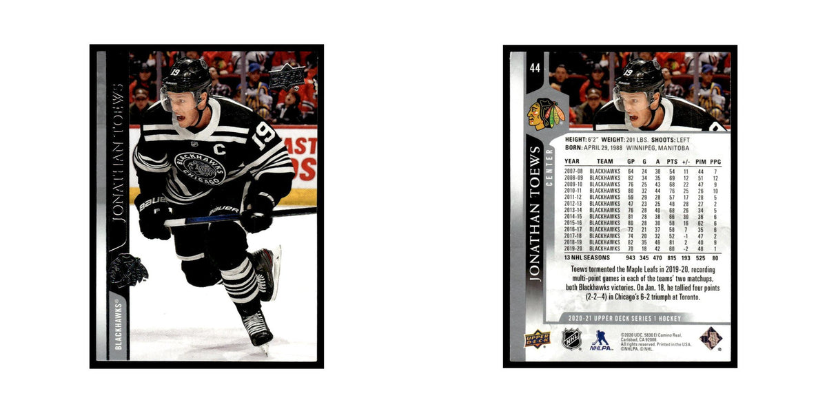 Jonathan Toews 2020 Upper Deck #44 Chicago Blackhawks Hockey Card NM