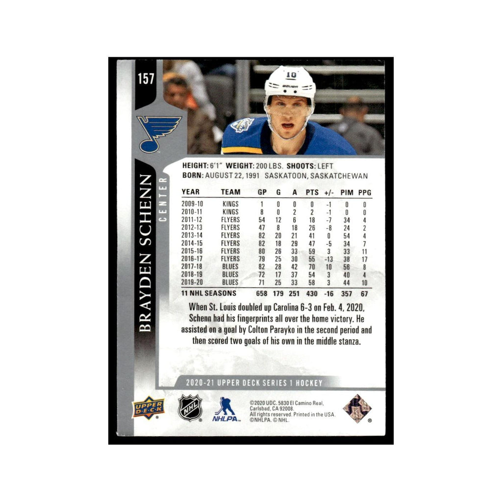 Brayden Schenn 2020 Upper Deck #157 St. Louis Blues Hockey Card NM