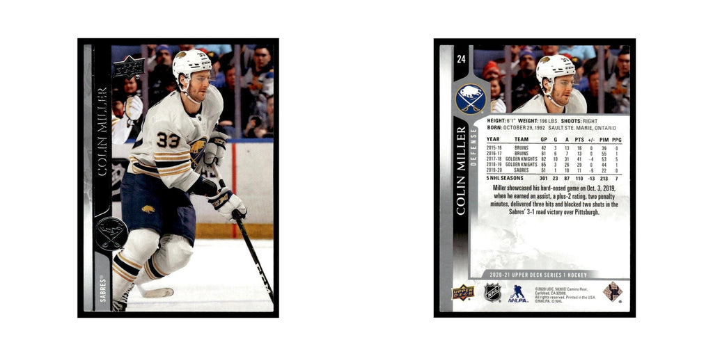 Colin Miller 2020 Upper Deck #24 Buffalo Sabres Hockey Card NM