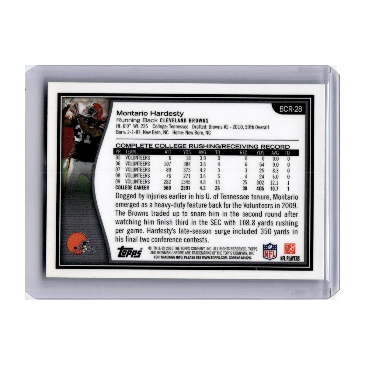 2010 Bowman Chrome Montario Hardesty RC Browns #BCR-28