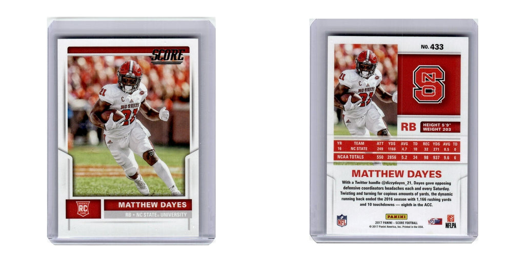2017 Score Matthew Dayes RC NC State Wolfpack #433