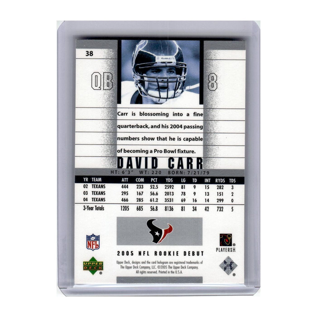 2005 Upper Deck Rookie Debut David Carr Texans #38