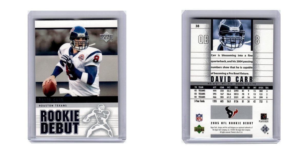2005 Upper Deck Rookie Debut David Carr Texans #38