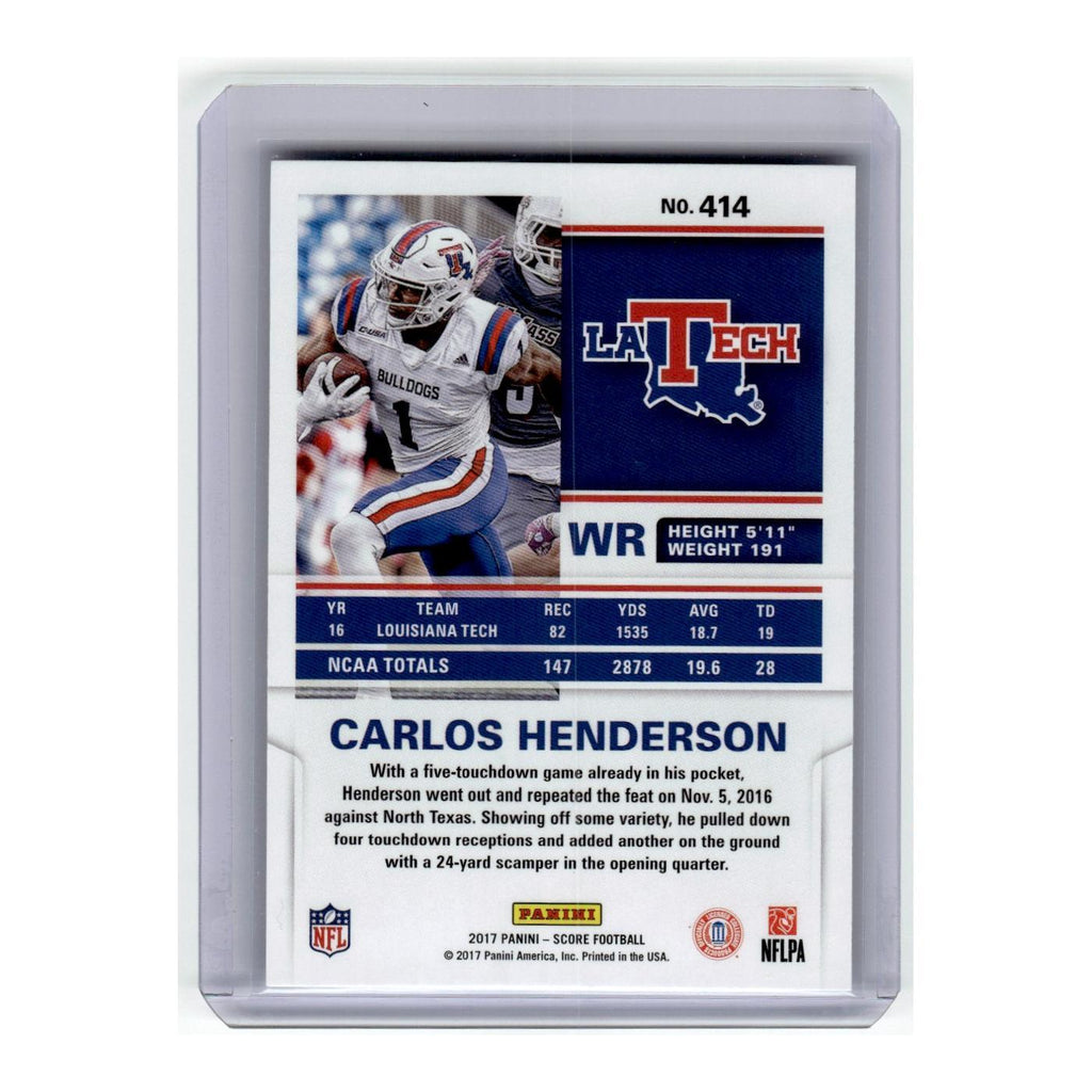2017 Score Carlos Henderson RC Louisiana Tech Bulldogs #414