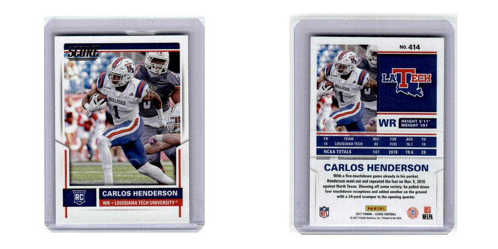 2017 Score Carlos Henderson RC Louisiana Tech Bulldogs #414