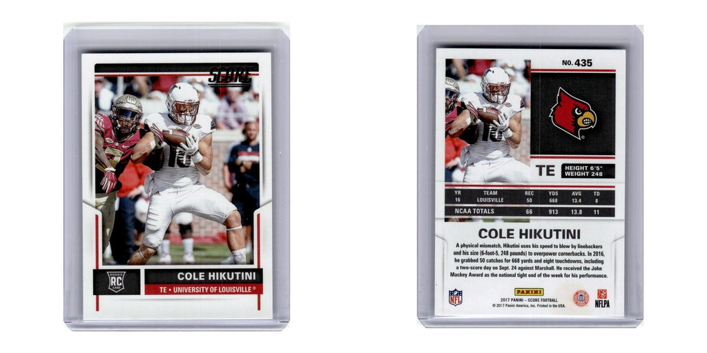2017 Score Cole Hikutini RC Louisville Cardinals #435