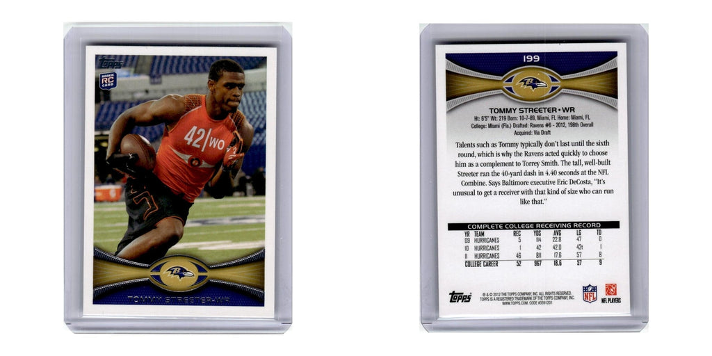 2012 Topps Tommy Streeter RC Ravens #199