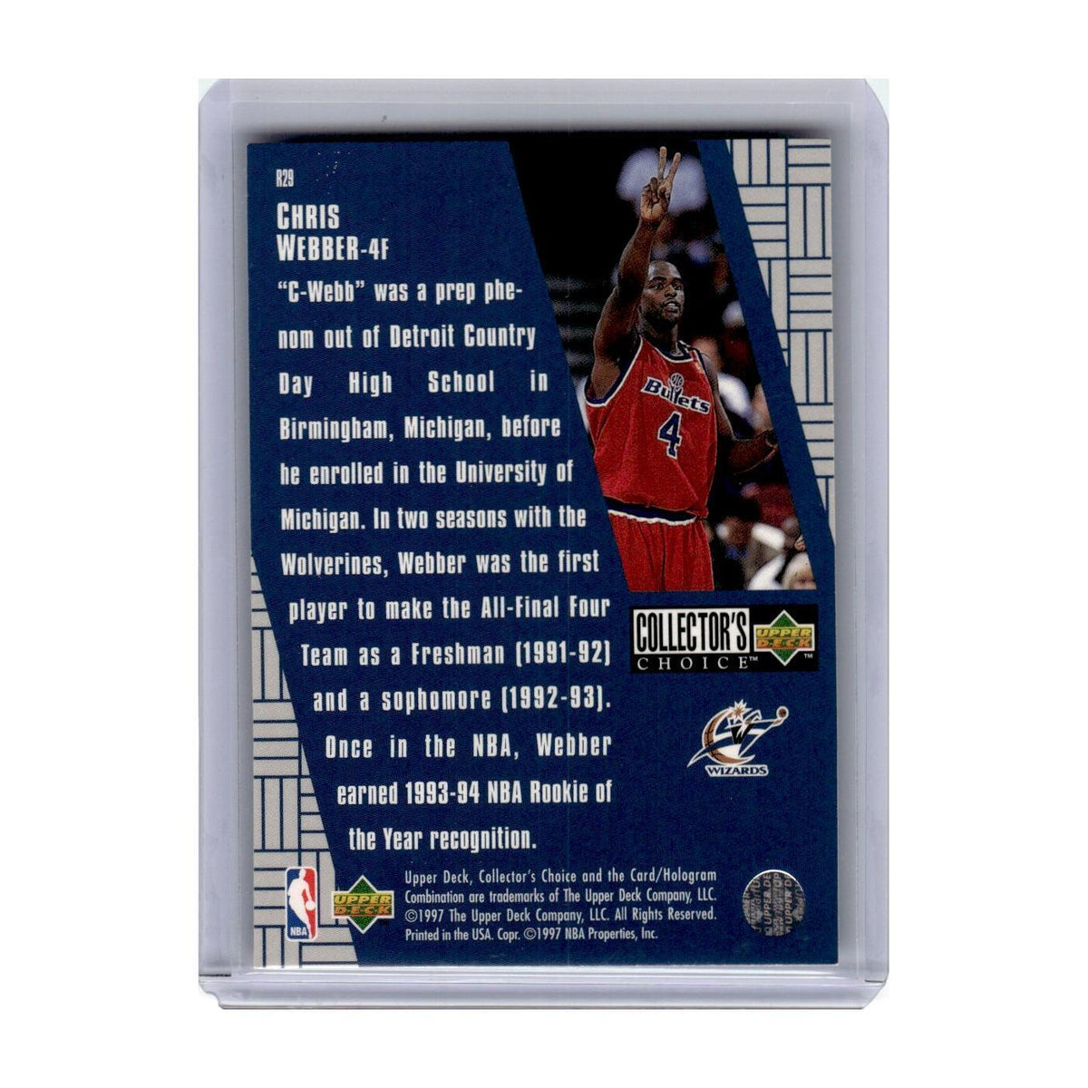 1997 Collector's Choice You Crash the Game Chris Webber Washington Bullets #R29