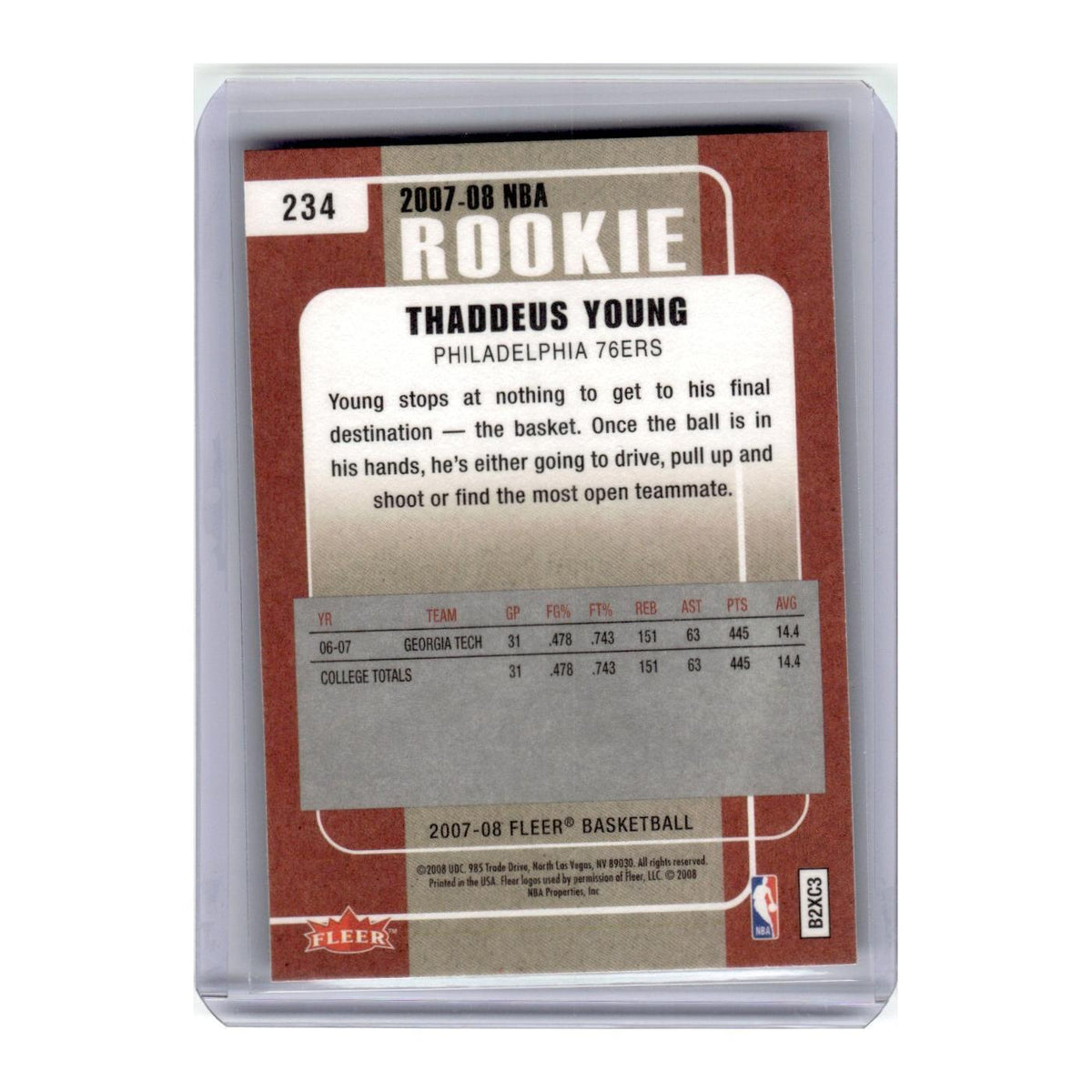 2007 Fleer Thaddeus Young 76ers #234