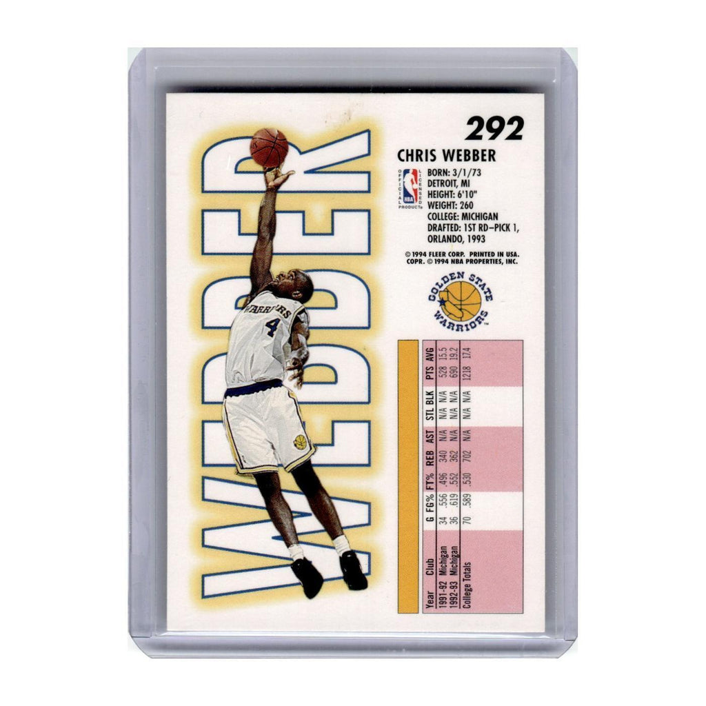 1993 Fleer Chris Webber Golden State Warriors #292