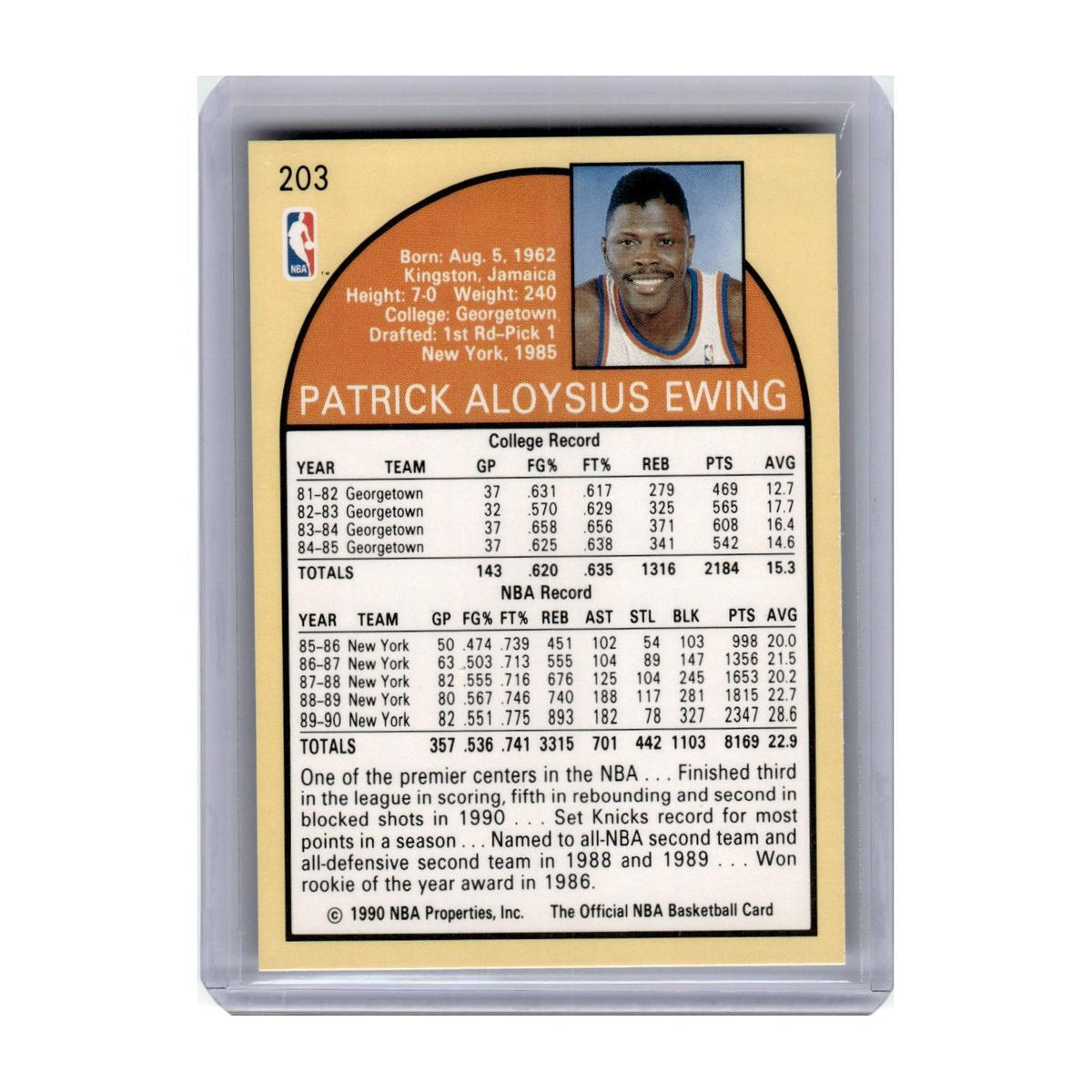1990 Hoops Patrick Ewing Knicks #203
