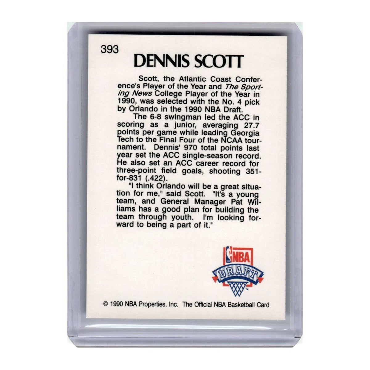 1990 Hoops Dennis Scott Magic #393