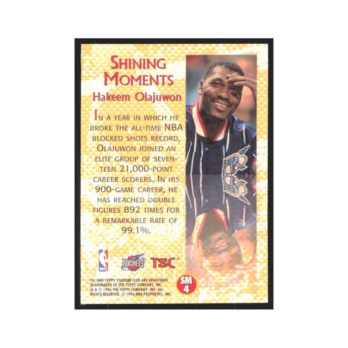 1996 Stadium Club Hakeem Olajuwon Rockets #SM4