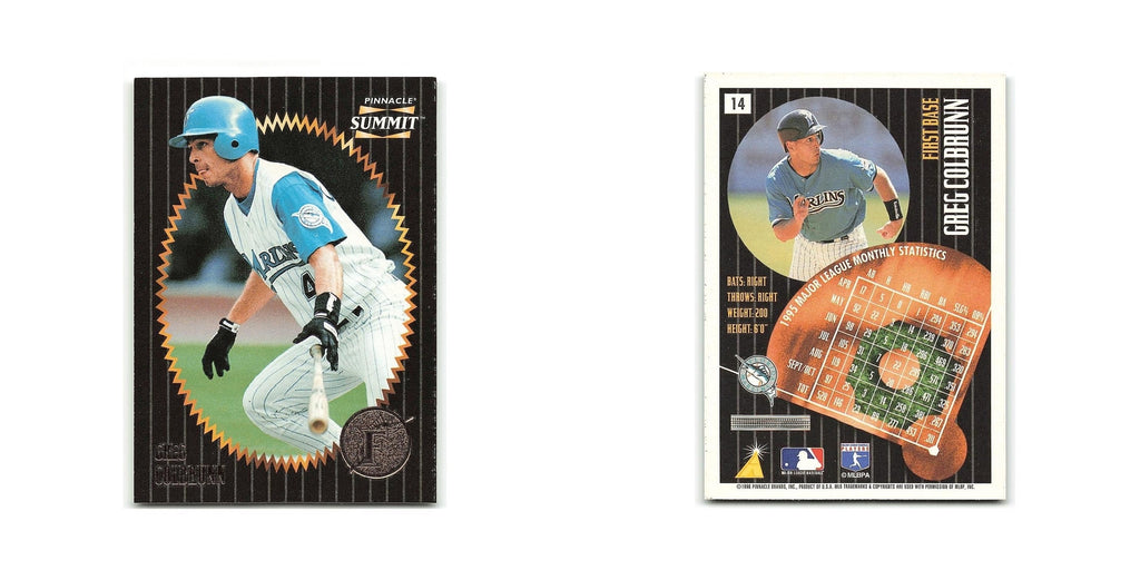Greg Colbrunn 1996 Pinnacle Summit #14 Florida Marlins Baseball Card NM