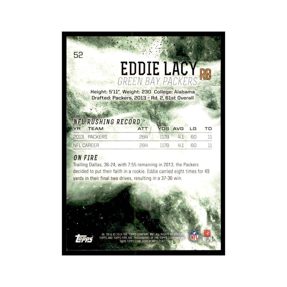 2014 Topps Fire Eddie Lacy Football Cards #52
