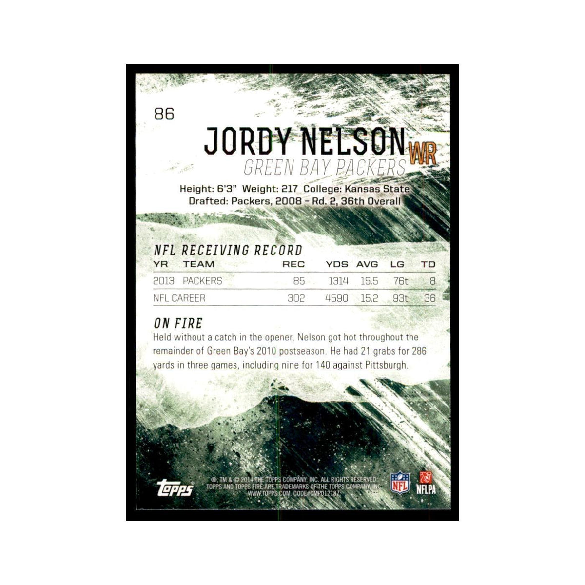 2014 Topps Fire Jordy Nelson Football Cards #86