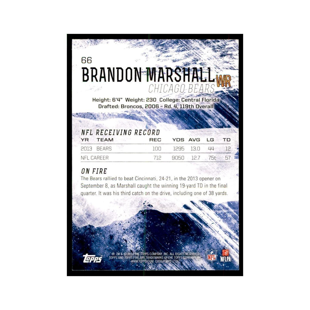 2014 Topps Fire Brandon Marshall Football Cards #66