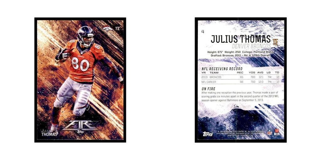 2014 Topps Fire Julius Thomas Football Cards #4