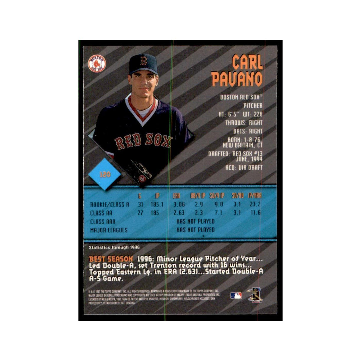 1997 Bowman Best Carl Pavano Baseball Cards #120