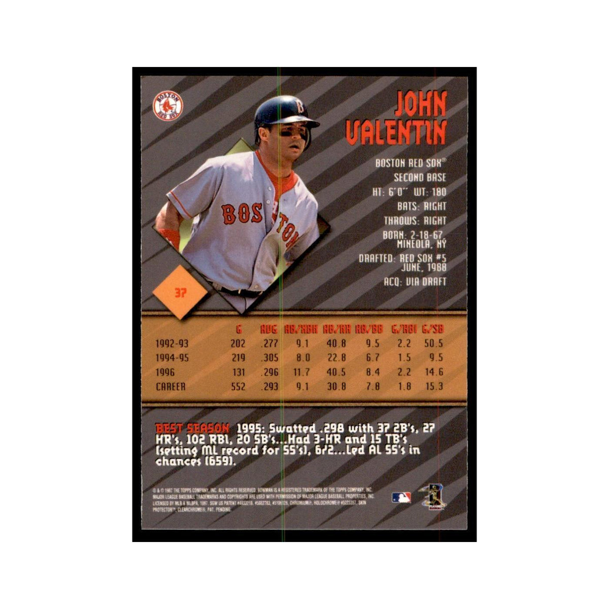 1997 Bowman Best John Valentin Baseball Cards #37
