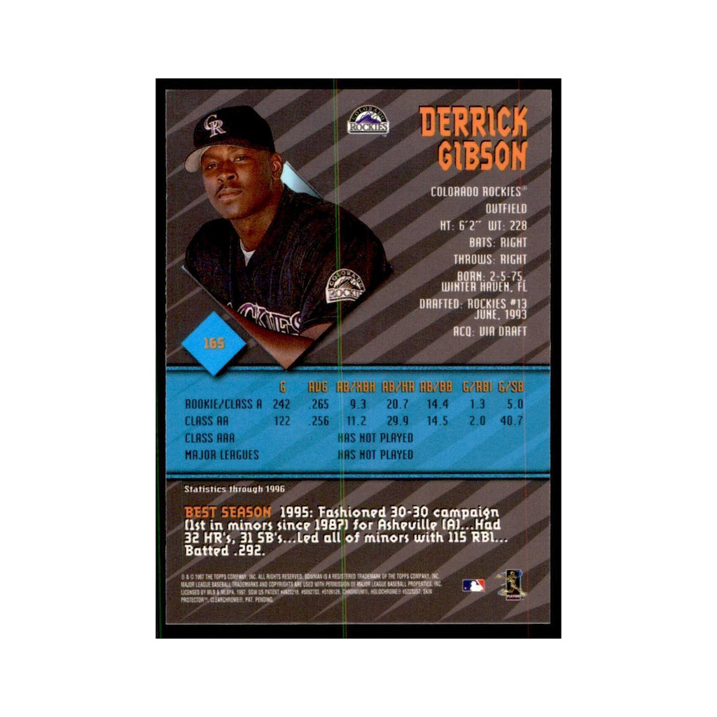 1997 Bowman Best Derrick Gibson Baseball Cards #165