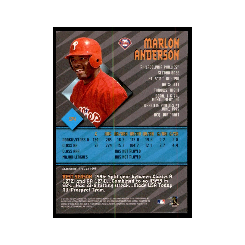 1997 Bowman Best Marlon Anderson Baseball Cards #174