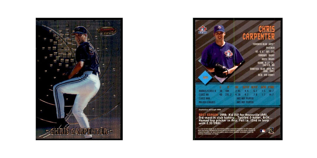 1997 Bowman Best Chris Carpenter Baseball Cards #184