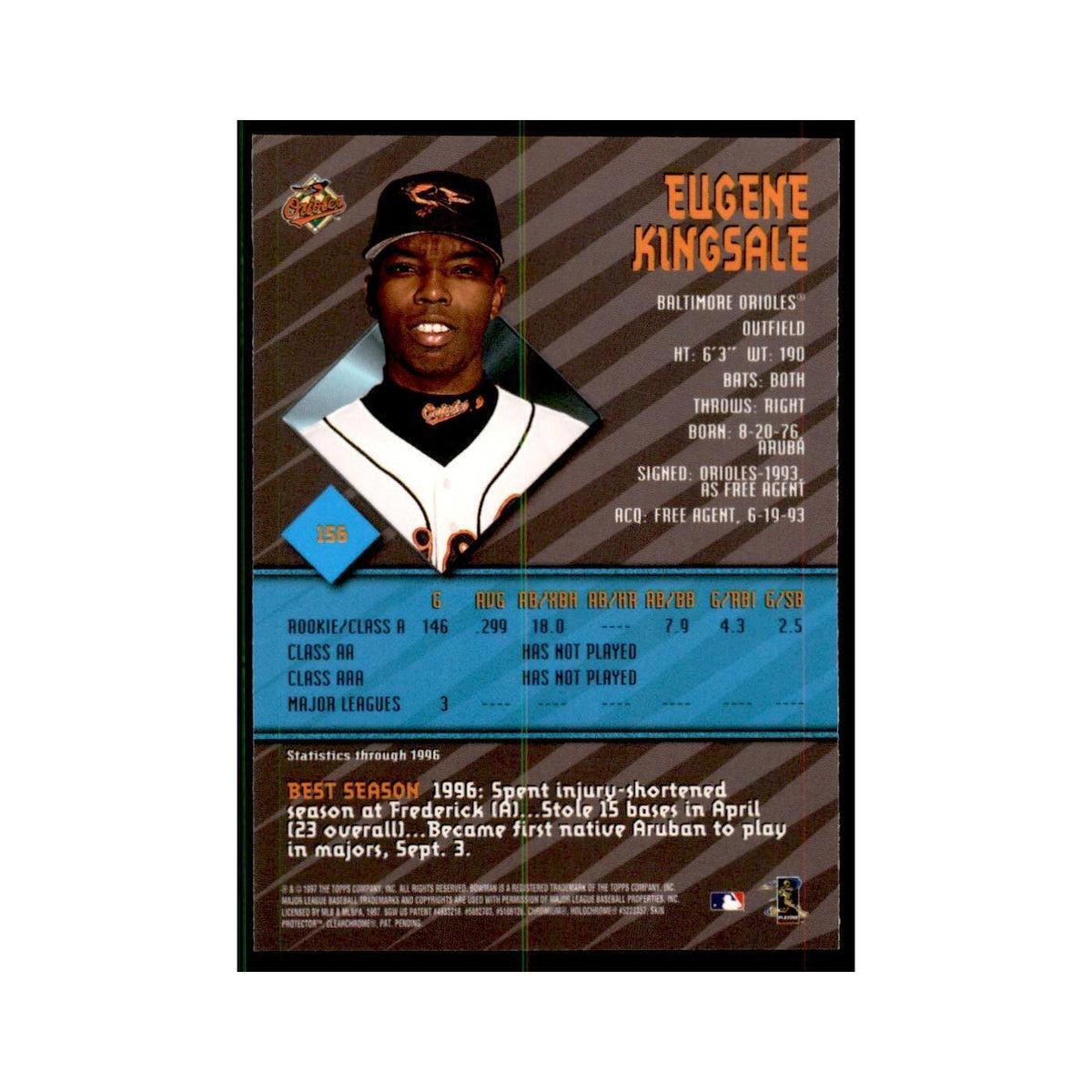 1997 Bowman Best Eugene Kingsale Baseball Cards #156