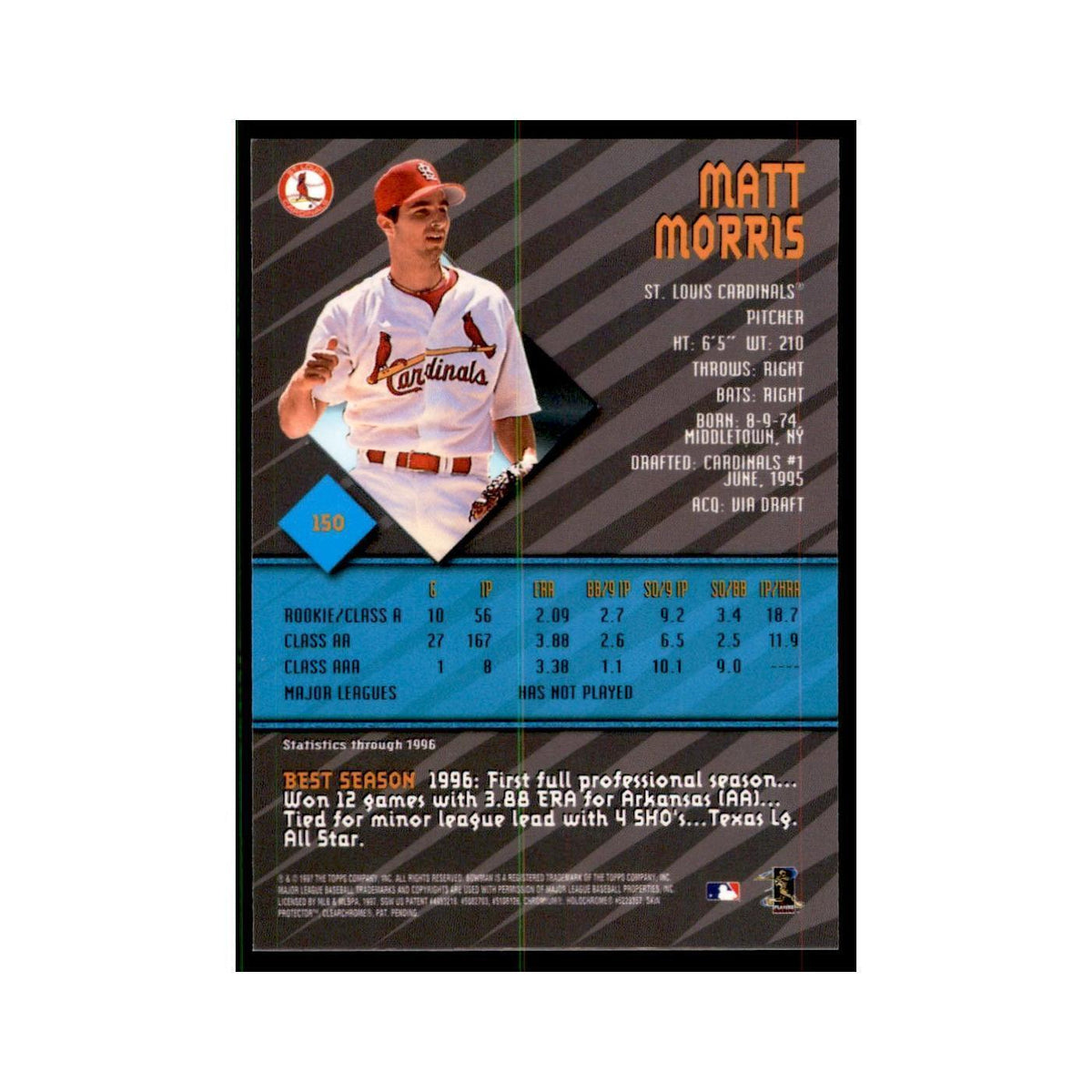 1997 Bowman Best Matt Morris Baseball Cards #150